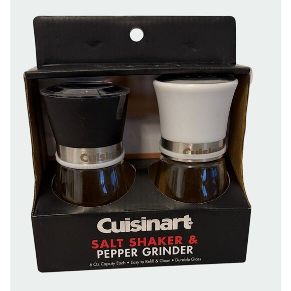 Cuisinart Salt Shaker and Pepper Grinder Set With 6 Oz Capacity Each Kitchen NEW - Picture 3 of 4